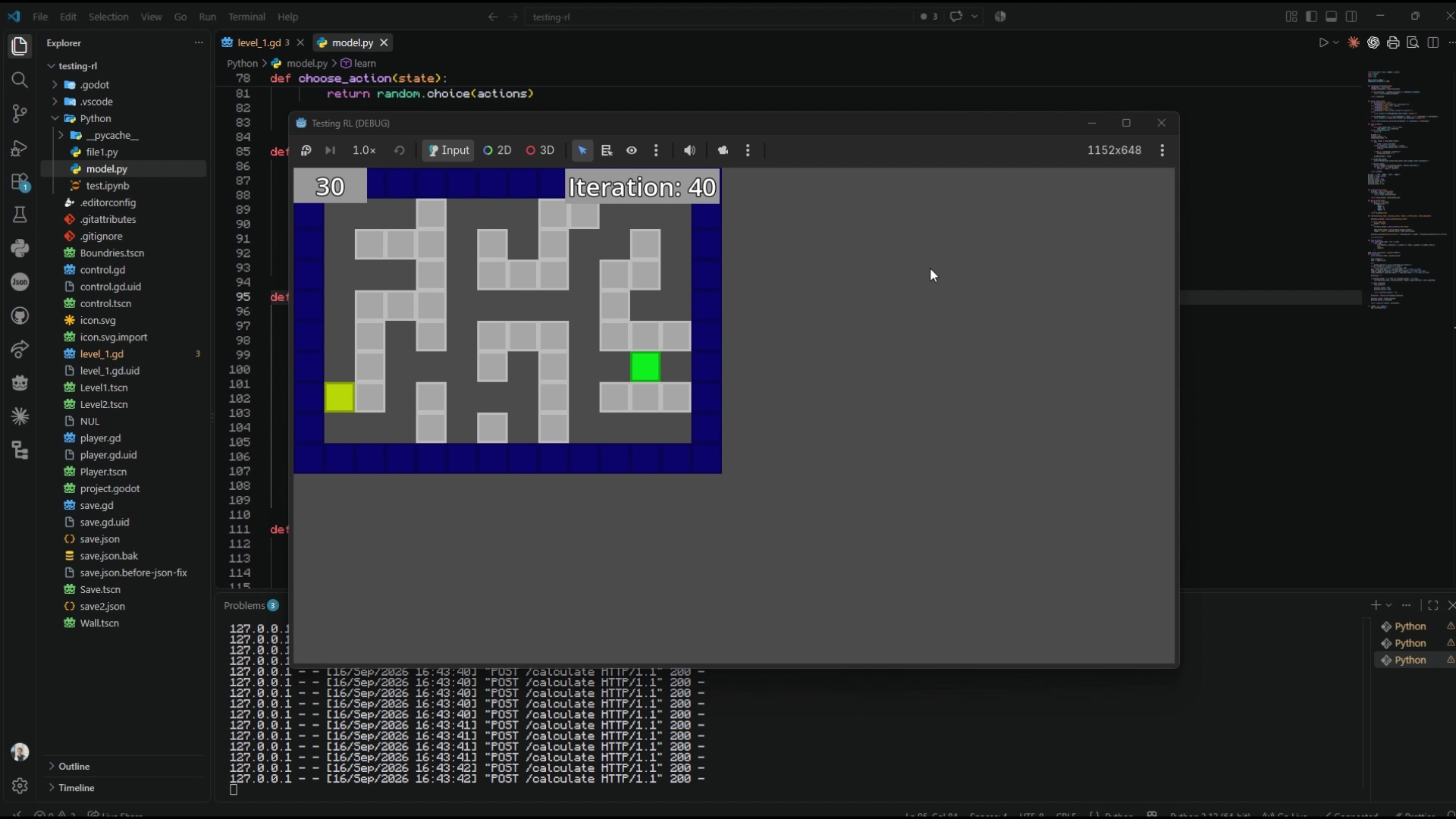 Q-Learning Godot - Path Discovery & Iterations