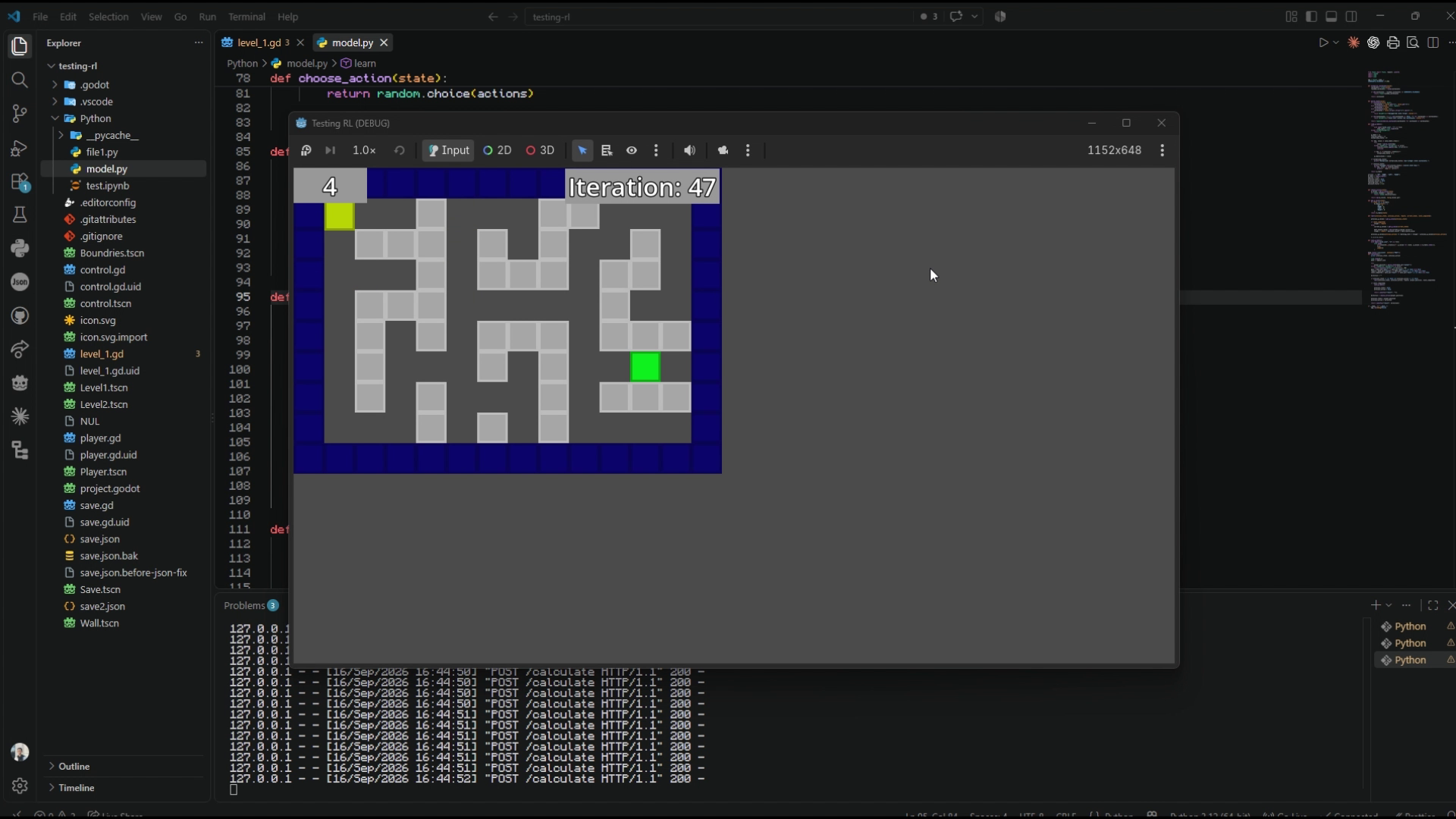 Q-Learning Godot - Policy Convergence